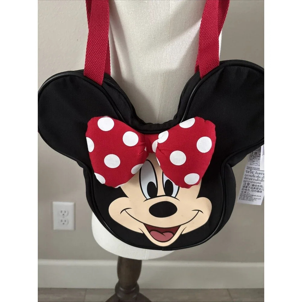 New 2026 Disneyland Resort Minnie Mouse Mini Face Tote Bag w/Removable Straps